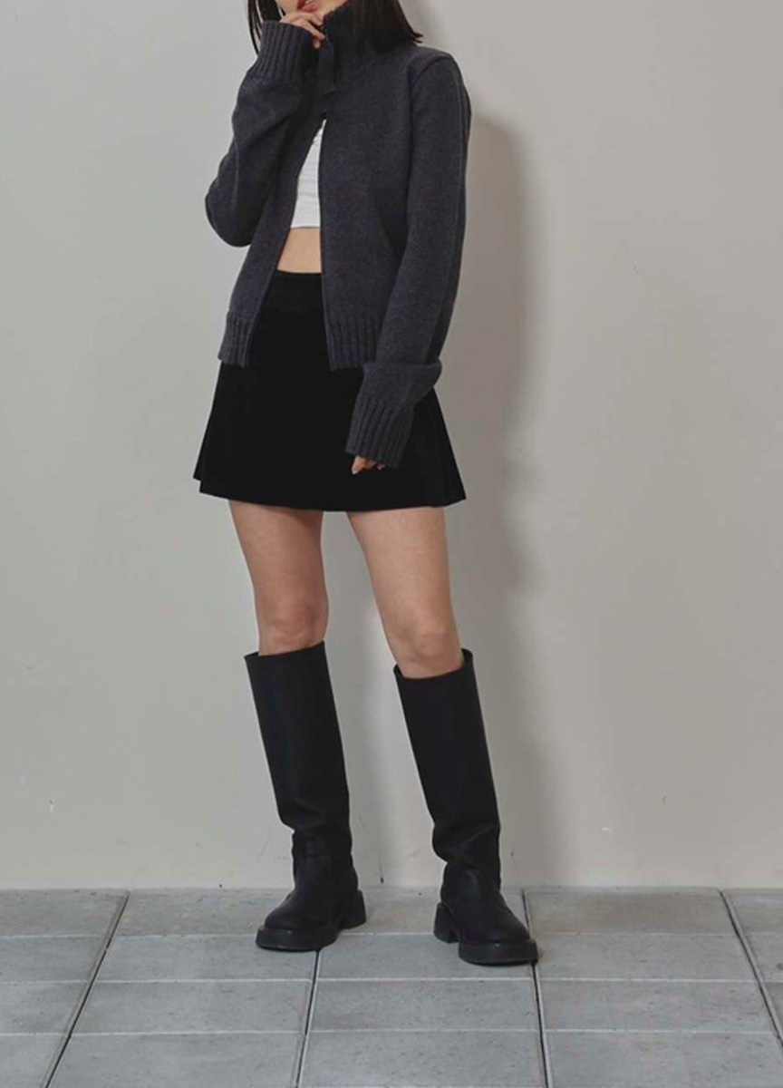 立領拉鍊針織上衣